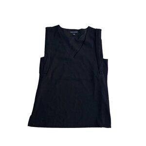 BANANA REPUBLIC Deep V Neck Blouse Top Shirt Women's MEDIUM Black Sleeveless​​​
